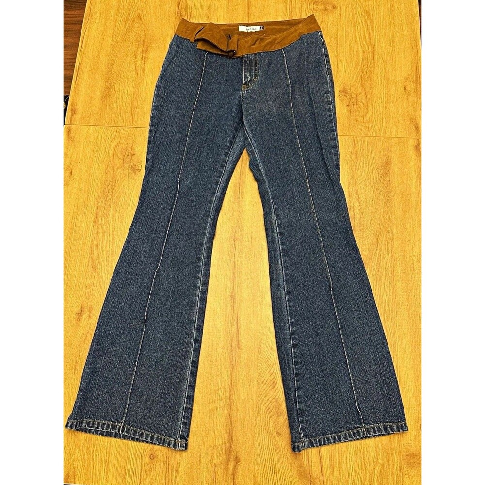 Jordache Dark Blue Denim Skinny Jeans with Brown Waistband